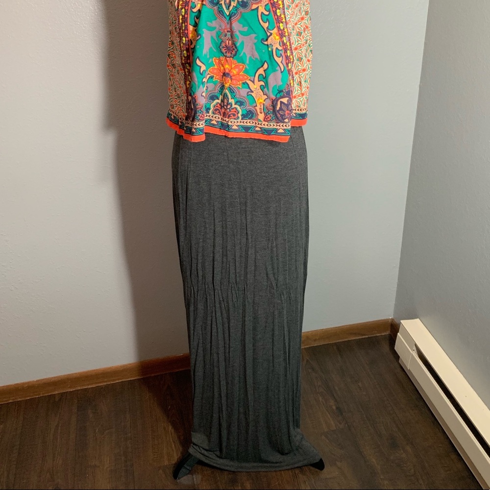Day trip high waisted gray maxi skirt